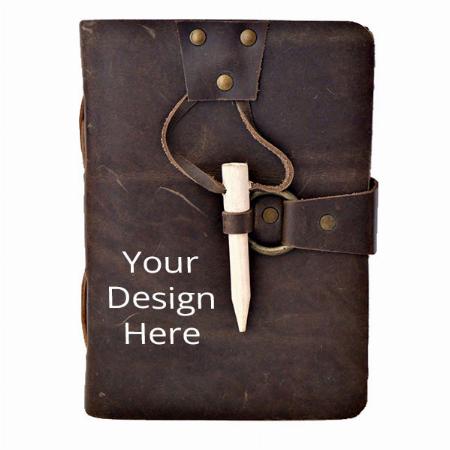 Brown Customized Leather Bound Journal Large Writing Notebook (200 Handmade Pages with 5 x 7 inch)