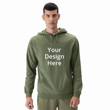 Green Customized Men's Cotton Blend Hooded Neck Hoodie