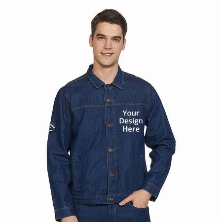 Blue Customized Men's Cotton Denim Jacket