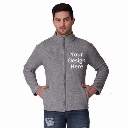 Grey Customized Full Sleeves Jacket For Men