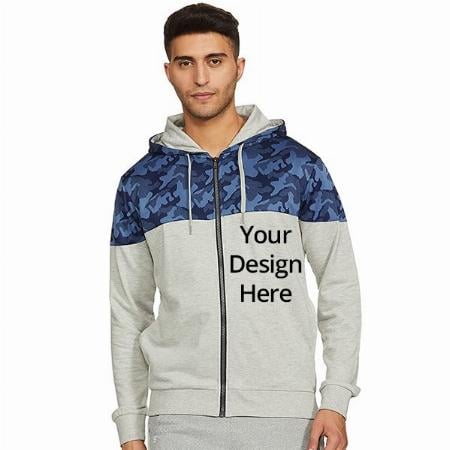 Grey Customized Men's Casual Hooded Sweatshirt