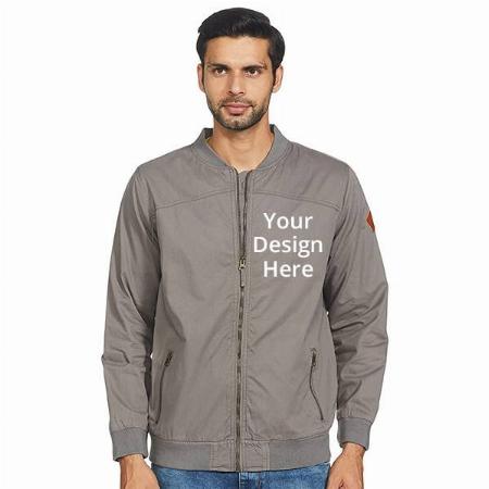 Grey Customized Men's Baseball Collar Jacket