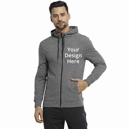 Grey Customized Van Heusen Athleisure Men's Cotton Hooded Neck Hoodie