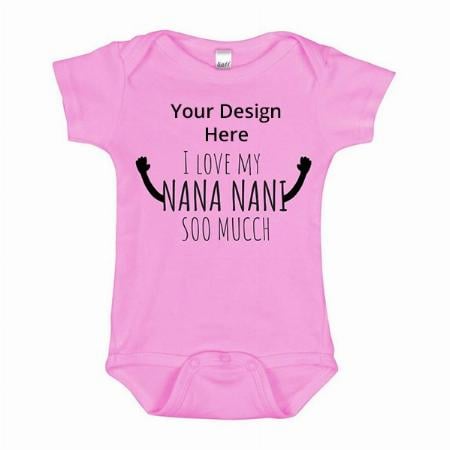 Pink Customized Baby Romper For New Born Baby Half Sleeve|"I Love My Nana Nanni So Mucch (10-12 Months)