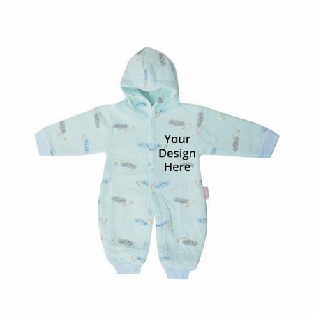 Blue Customized New Born Baby Romper Woolen Body Suit Romper (0-3 months)