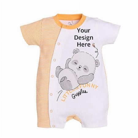 Orange Customized 100% Pure Cotton Rompers For Baby Boys (0-3 Months)