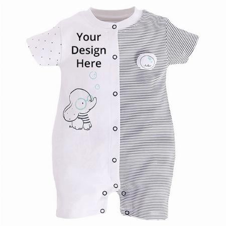 Black White Customized 100% Pure Cotton Rompers For Baby Boys (6-12 Months)