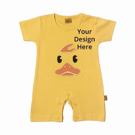 Yellow Customized 100% Cotton Romper/BodySuit Outfit For Baby Boys &amp; Girls | Cute Duck (0-3 Months)