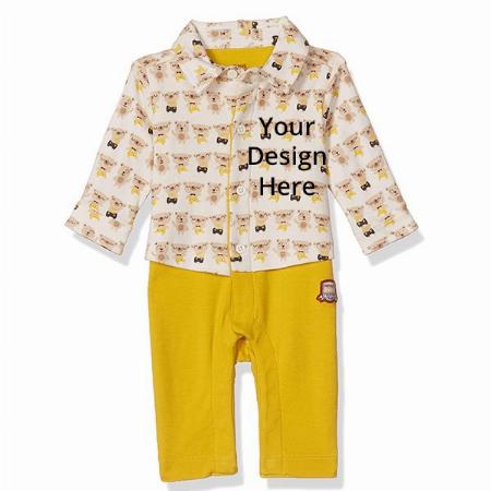 Yellow Customized Baby Boy's Regular Fit Romper Suit