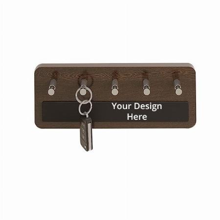 Brown Customized Skywood Wooden Wall Mount Key Chain Holder Key Hooks Wenge