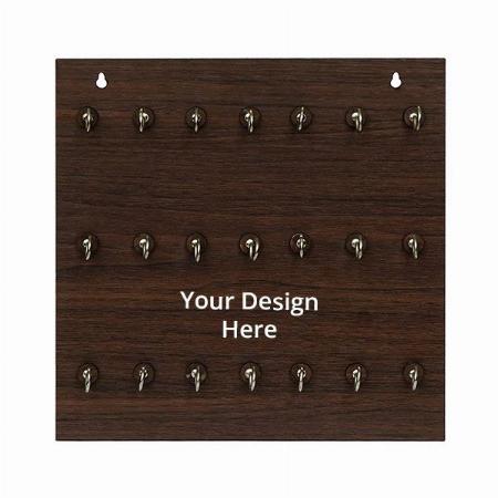 Brown Customized Wooden Premium Key Chain Wall Hanging Key Holder- 21 Hooks