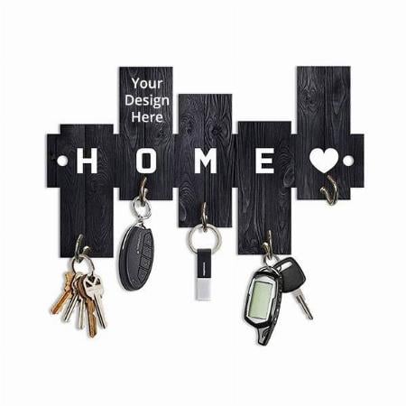 Black Customized Key Holder for Home Wall Decor with Stylish Stainless Steel 5 Hooks Beautiful Decorative Key Organizer | Home Decor | Wall Decoration