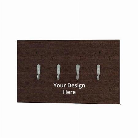 Brown Customized Key Holder for Home | Hooks for Wall | Home Decor Items | Key Holders for Living Room with 4-Hooks