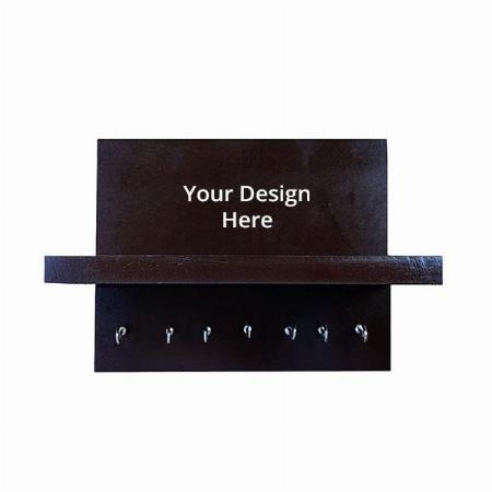 Brown Customized Key Holder for Home | Wooden Key Stand for Wall | Car Key Hanger 7 Hooks