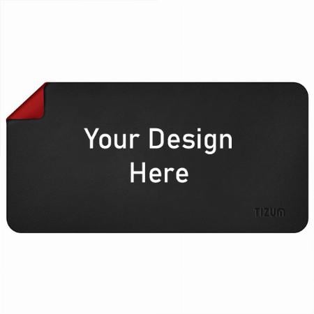 Black and  Red Customized Mouse Pad Blotter for Work from Home/Office/Gaming | Vegan PU Leather | Anti-Skid, Anti-Slip Extended Desk Mat (35 x 17.7 Inch)