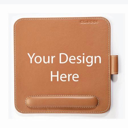 Light Brown Customized Vegan Leather Mouse Pad with Wrist Rest, Non-Slip Backing, Waterproof, Stitched Edge, Handmade, Eco-Friendly (Pack of 4)