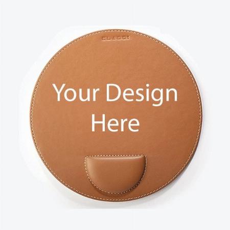 Light Brown Customized Vegan Leather Mouse Pad with Wrist Rest, Non-Slip Backing, Waterproof, Stitched Edge, Handmade, Eco-Friendly (Pack of 3)
