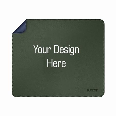 Green and Blue Customized Vegan PU Leather Mouse Pad for Laptop Notebook Gaming Computer | Smooth Reversible Dual Color Splash Proof Anti Fray Stitched Edges Anti Skid Mousepad (9.8 x 8.2 Inch)