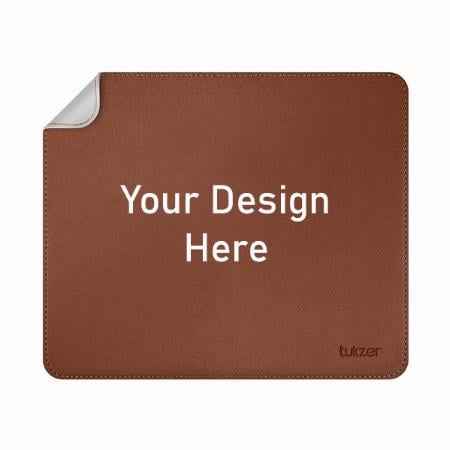Brown and Silver Customized  Moues Pad for Work from Home/ Office Laptop, Notebook, Gaming Computer | Stitched Border| Anti-Skid/ Slip, Reversible Splash-Proof Mousepad (Size -9.4 x 7.8 x 0.08 Inch)