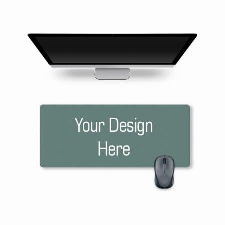 Olive Green and Silver Customized Office Desk Mouse Pad, Ultra Thin Waterproof PU Leather Mouse Pad, Dual Use Desk Writing Mat for Office/Home (90 cm x 45 cm)