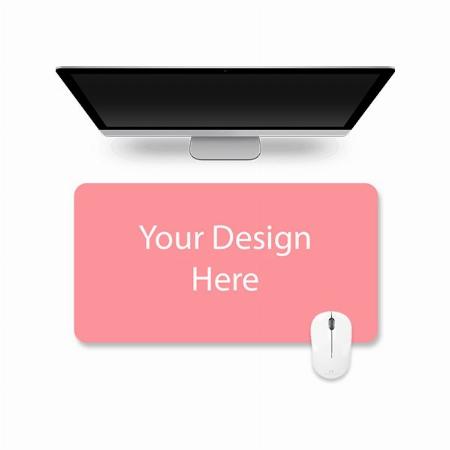 Pink Customized Leather Desk Pad Protector, Mouse Pad, Office Pad, Non-Slip, Reversible, Dual-side Vegan Leather Desk Blotter (Size - 35.4" x 17.7")