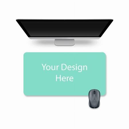 Teal Green Customized Leather Desk Pad Protector, Mouse Pad, Office Pad, Computer Office Desk Mat, Non-Slip, Reversible, Dual-side Vegan Leather (Size - 35.4" x 17.7")