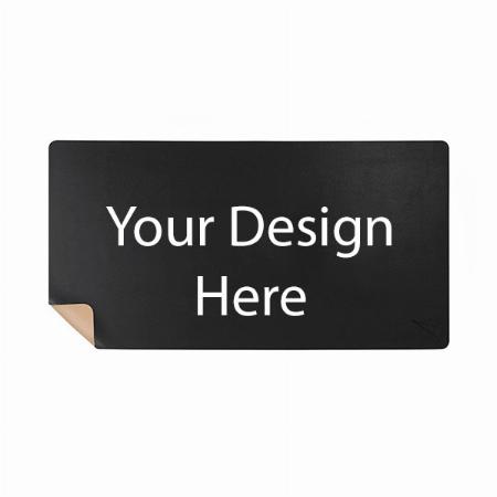 Black and Beige Customized Desk Mat | Extended Mouse Mat for Work from Home, Office, Gaming | Vegan PU Leather Texture | Anti Skid | Anti Slip | Reversible | Splash Proof