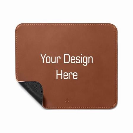Brown Customized Premium Vegan Leather Mouse Pad (250mm x 210mm)