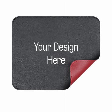 Black and Red Customized Mouse Pad, Reversible Dual Color PU Vegan Leather Mouse Mat Waterproof for Wireless Computer Mouse for Office Home Working Anti Fray Edge-Stitched (Size - 25cm x 21cm)