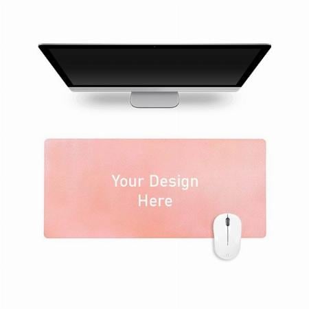 Pink Customized Desk Mousepad Extended Waterproof Microfiber Gaming Keyboard Waterproof Pu Leather, Rectangle, One Side Mouse Pad (60x30 cm)