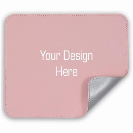 Pink and Silver Customized Mouse Pad, Reversible Dual Color PU Vegan Leather Mouse Mat Waterproof for Wireless Computer Mouse for Office, Home (Size - 25cm x 21cm)
