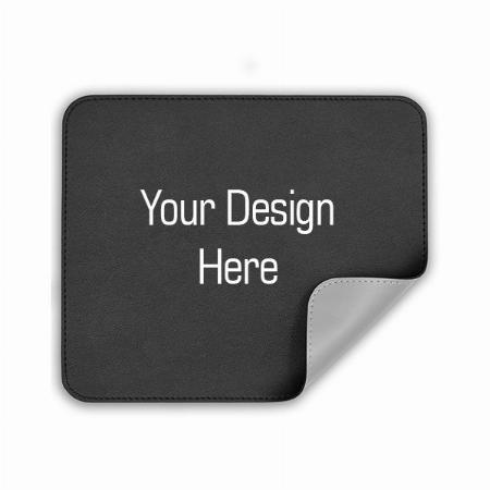 Black and Grey Customized Mouse Pad, Reversible Dual Color PU Vegan Leather Mouse Mat Waterproof for Wireless Computer Mouse for Office Home Working Anti Fray Edge-Stitched (Size - 25cm x 21cm)