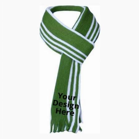 Green -White Stripes Customized Unisex Woollen Muffler