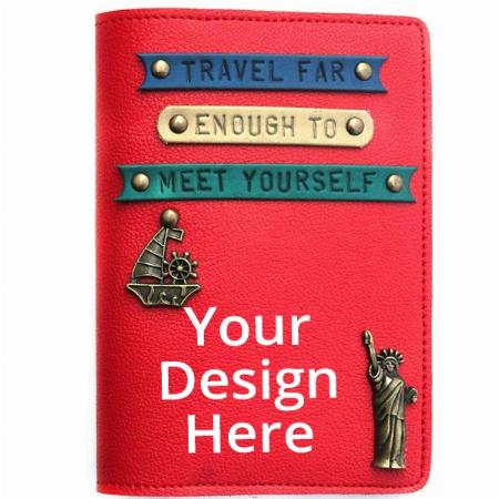 Red Customized Leather Quoted Passport Cover