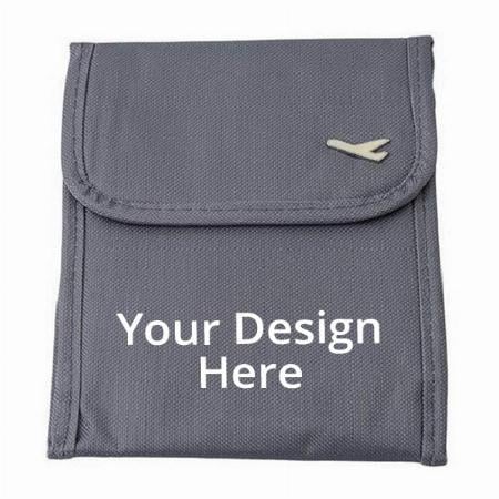 Grey Customized Neck Pouch &amp; Passport Sling Bag for Men and Women