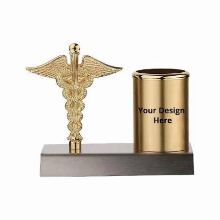 Gold Silver Customized Pen Stand for Doctors Gifts for a Medical Student, Office Accessories, Desk Organiser