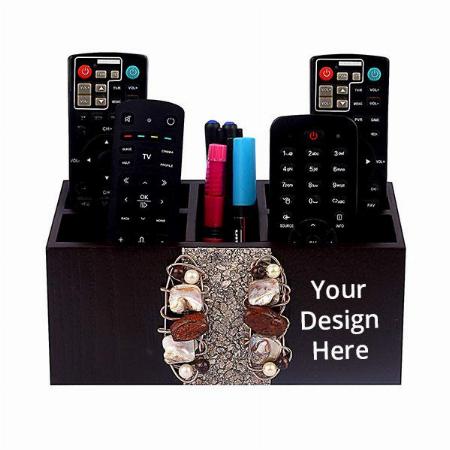 Brown Customized Remote Holder for Living Room, TV, and AC | Stationary Organizer (5 in 1) | Ideal for Home and Office