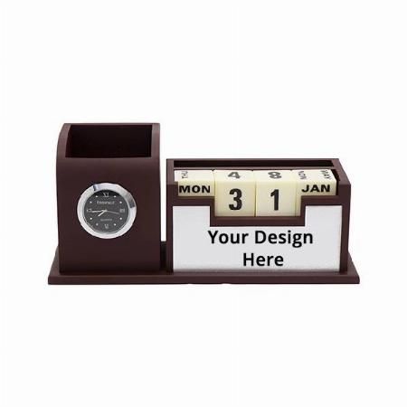 Brown Customized Pen Stand (Size: 21 cm x 6.5 cm x 6 cm)