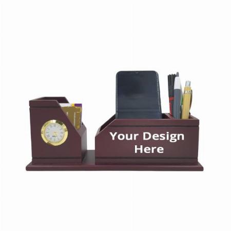 Brown Customized Wooden Pen Stand for Office Table, Wooden Pen Holder