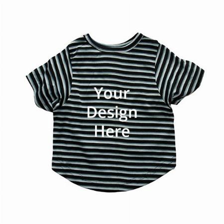 Black Customized Striped Full Sleeves T-Shirt with Treat Pocket, Crew Neck T-Shirt/Tees Apparel for Dogs