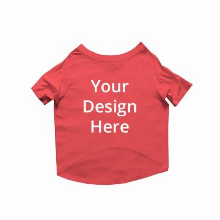 Red Customized Basic Summer Dog T-Shirt Crew Neck Half Sleeves Tee, Gift for Dogs