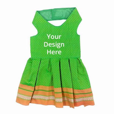 Green Customized Polka Dot Traditional Dress For Small Dogs, Poodle