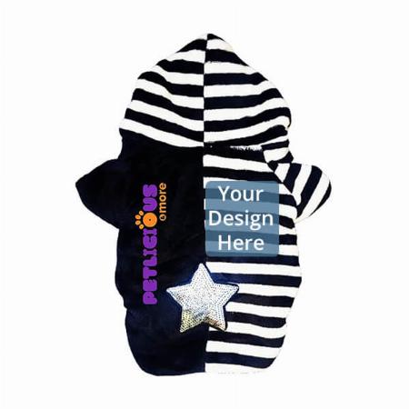 Black Customized Dogs Winter Hoodie, Soft Fleece Puppy Clothes For Small Dogs, Puppies &amp; Cats