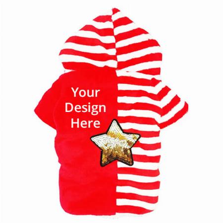 Red Customized Dogs Winter Hoodie, Soft Fleece Puppy Clothes, Sweatshirt for Small Puppies &amp; Cats