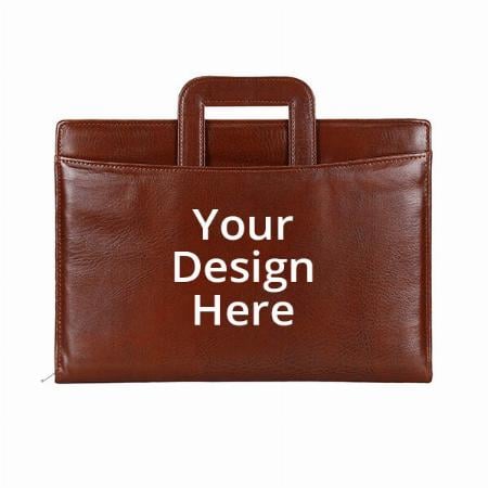 Brown Customized PU Leather File Folders/Document Bag/Conference Bag with Adjustable Handles