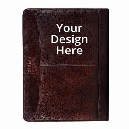 Brown Customized Genuine Leather File Folder to Keep A4 Size Documents, Pen Holder