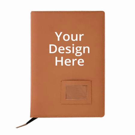 Tan Brown Customized PU Leather Multipurpose 20 File Sleeves Professional Files and Folders, Document Holder