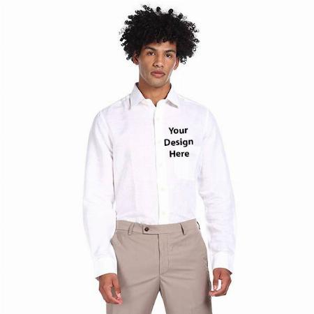 White Customized Men's Solid Regular Fit Formal Shirt