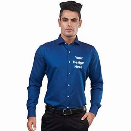 Dark Blue Customized Men's Slim Fit Shirt