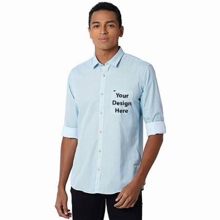 Aqua Customized Peter England Men's Slim Shirt